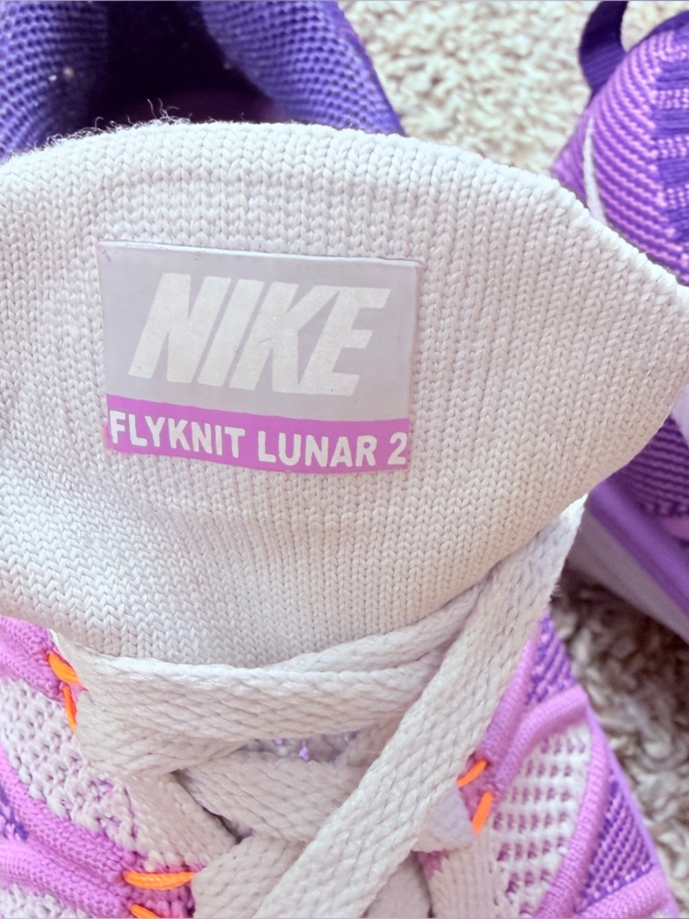 Nike Women’s Fly Knit Lavender and White Running Shoes - Picture 7 of 9